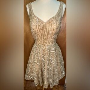 Temptations Gold Sequin Prom Dance Skater Dress Size 6-Altered!